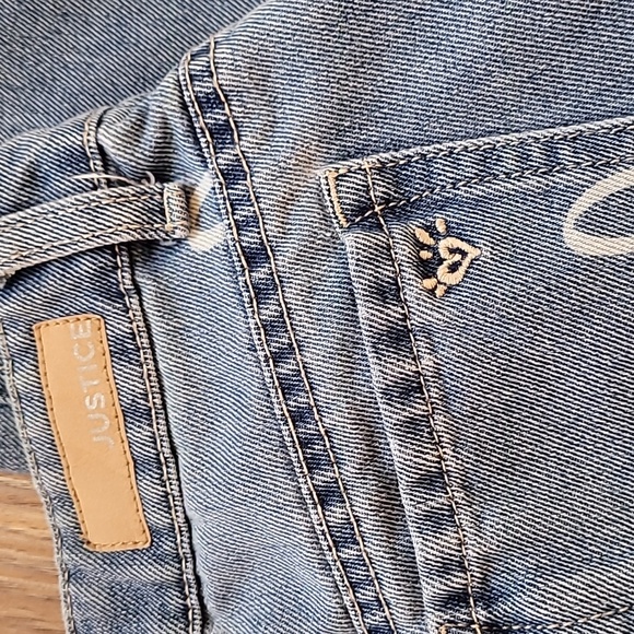 Justice Wide-Leg Jeans, Size 7, Denim, Daisy, Flowers, Blue, Soft - Picture 6 of 8